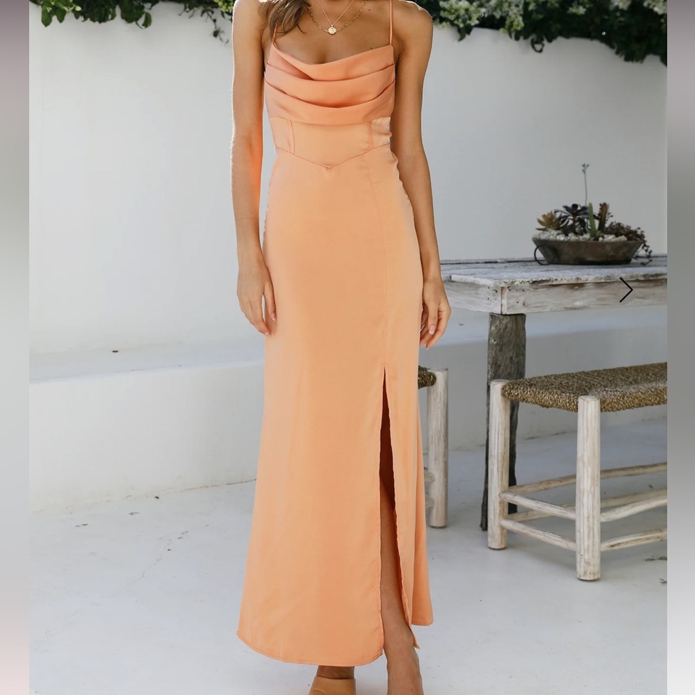 Hello Molly Golden Thoughts Midi Dress in Orange